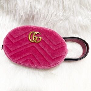 Gucci Marmont Fuchsia Pink Velvet Belt Bag